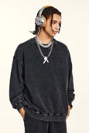 Vintage Washed Distressed Sweatshirt - Fried Snowflakes