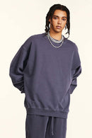 Vintage Washed Distressed Sweatshirt - Grape Purple