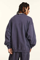Vintage Washed Distressed Sweatshirt - Grape Purple