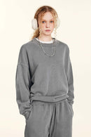 Vintage Washed Distressed Sweatshirt - Medium Gray