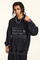 Distressed Slogan Print Hoodie - Fried Snowflakes