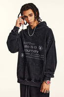 Distressed Slogan Print Hoodie - Fried Snowflakes