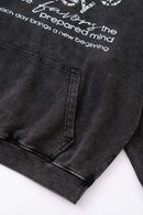 Distressed Slogan Print Hoodie - Fried Snowflakes