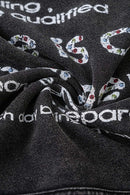 Distressed Slogan Print Hoodie - Fried Snowflakes