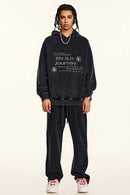 Distressed Slogan Print Hoodie - Fried Snowflakes