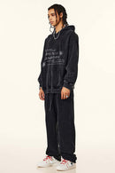 Distressed Slogan Print Hoodie - Fried Snowflakes