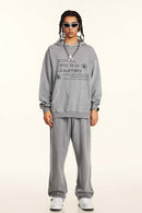 Distressed Slogan Print Hoodie - Medium Gray