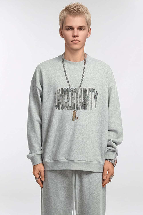 Graphic Crewneck Sweatshirt - Flower Gray