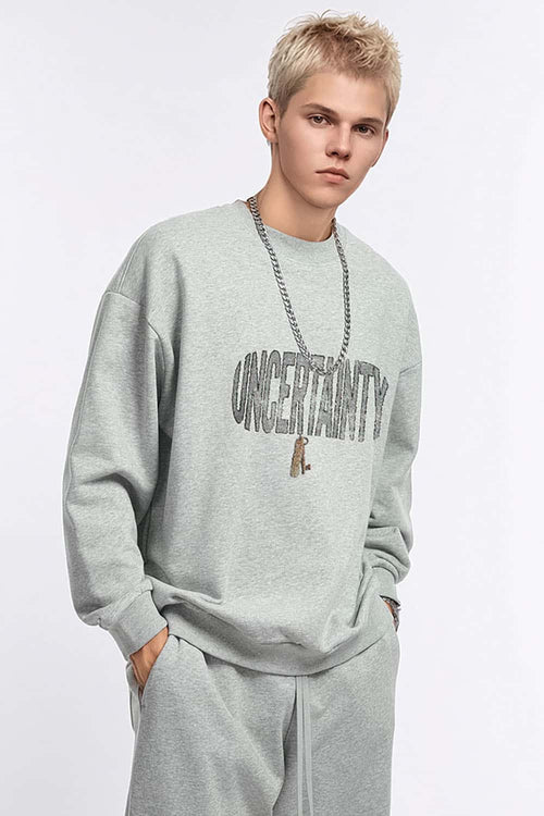 Graphic Crewneck Sweatshirt - Flower Gray