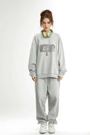 Graphic Crewneck Sweatshirt - Flower Gray