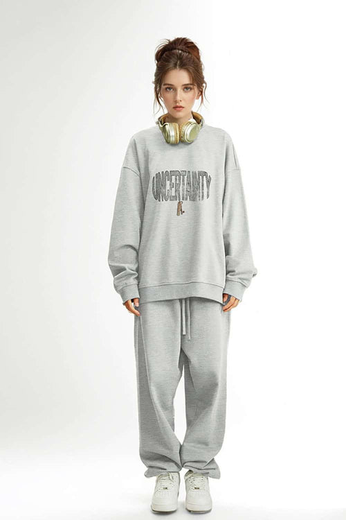 Graphic Crewneck Sweatshirt - Flower Gray