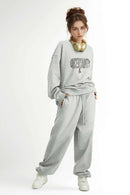 Graphic Crewneck Sweatshirt - Flower Gray