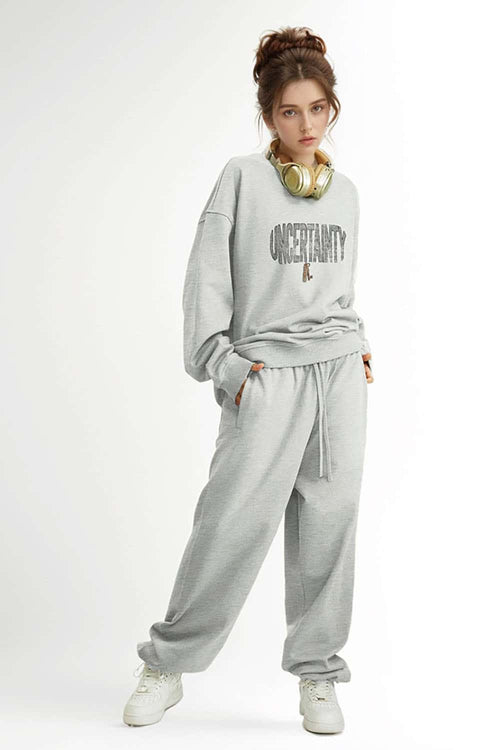 Graphic Crewneck Sweatshirt - Flower Gray