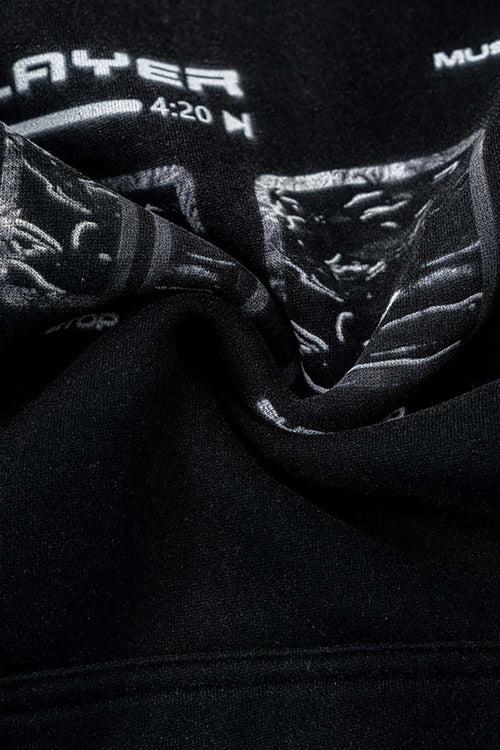Distressed Heavyweight Graphic Hoodie - Black