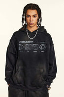 Distressed Heavyweight Graphic Hoodie - Black
