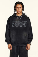 Distressed Heavyweight Graphic Hoodie - Black