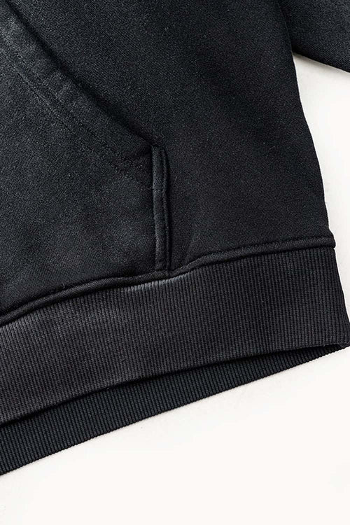 Distressed Heavyweight Graphic Hoodie - Black