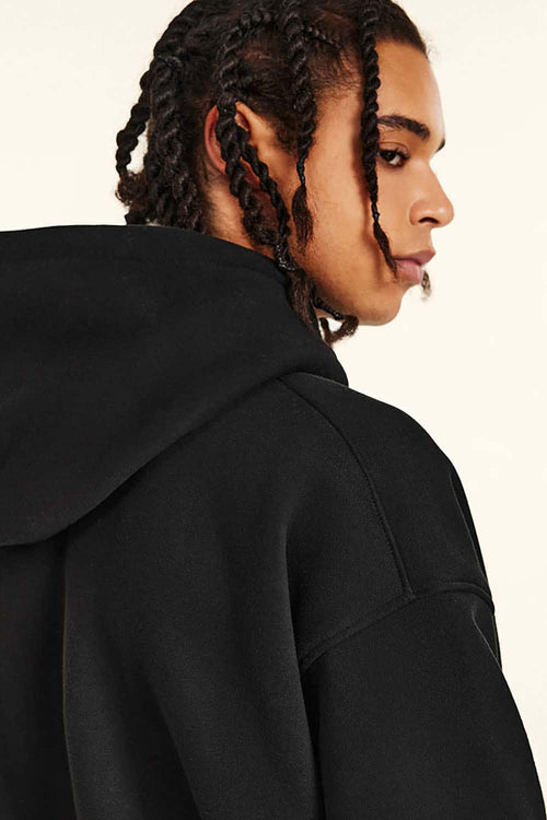Heavyweight Safety Pin Graphic Hoodie - Black