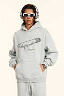 Heavyweight Safety Pin Graphic Hoodie - Flower Gray