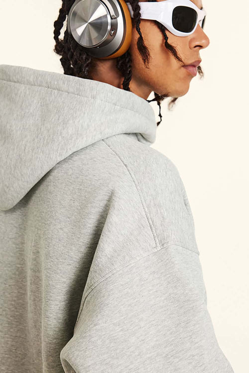 Heavyweight Safety Pin Graphic Hoodie - Flower Gray