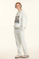 Grid Graphic Fleece Sweatshirt - Oat Gray