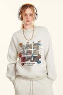 Grid Graphic Fleece Sweatshirt - Oat Gray