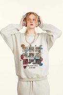 Grid Graphic Fleece Sweatshirt - Oat Gray