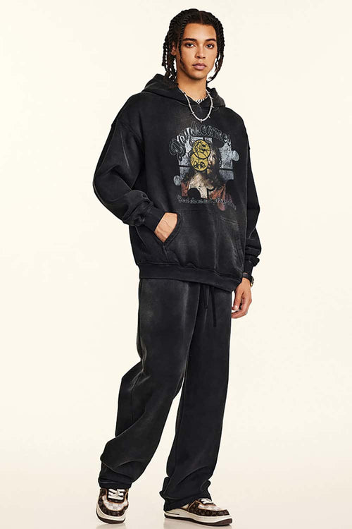 Heavyweight Abstract Wash Hoodie - Black