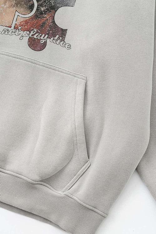 Heavyweight Abstract Wash Hoodie - Light Gray