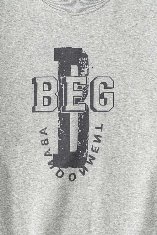Varsity Graphic Drop-Shoulder Sweatshirt - Flower Gray