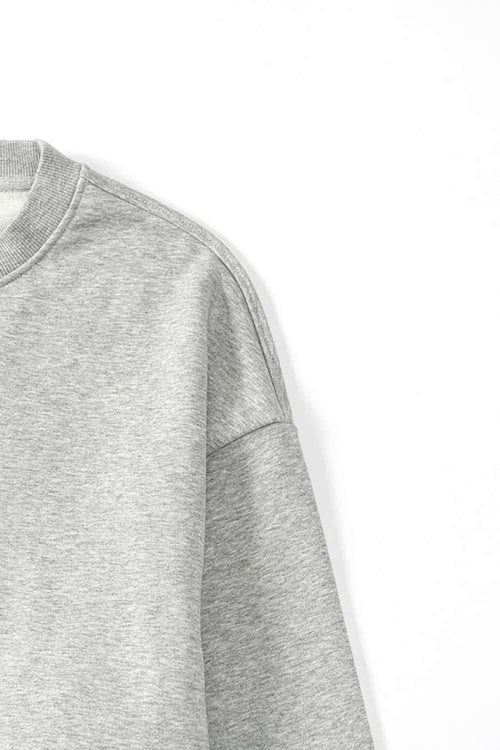 Varsity Graphic Drop-Shoulder Sweatshirt - Flower Gray