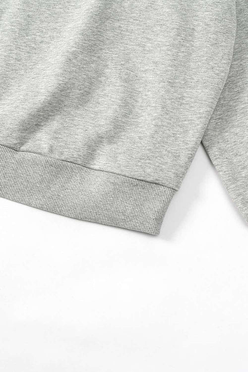 Varsity Graphic Drop-Shoulder Sweatshirt - Flower Gray
