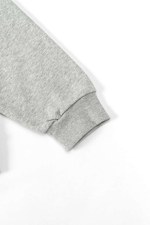 Varsity Graphic Drop-Shoulder Sweatshirt - Flower Gray