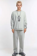 Varsity Graphic Drop-Shoulder Sweatshirt - Flower Gray