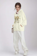 Floral Butterfly Graphic Hoodie - Cream White