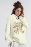Floral Butterfly Graphic Hoodie - Cream White
