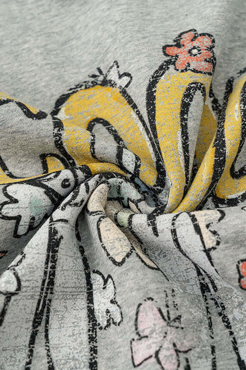 Floral Butterfly Graphic Hoodie - Flower Gray