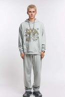 Floral Butterfly Graphic Hoodie - Flower Gray