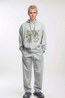 Floral Butterfly Graphic Hoodie - Flower Gray
