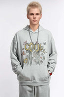 Floral Butterfly Graphic Hoodie - Flower Gray