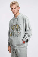 Floral Butterfly Graphic Hoodie - Flower Gray