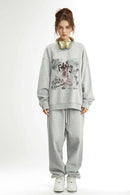 Skull Graphic Heavyweight Crewneck - Flower Gray
