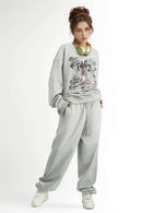 Skull Graphic Heavyweight Crewneck - Flower Gray