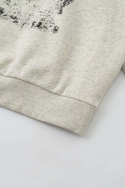 Skull Graphic Heavyweight Crewneck - Oat Gray