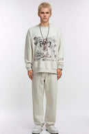 Skull Graphic Heavyweight Crewneck - Oat Gray
