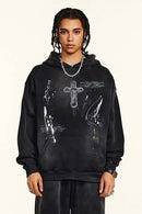 Hand-Painted Splatter Hoodie - Black