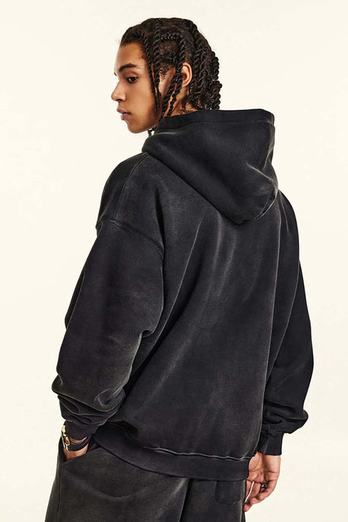 Hand-Painted Splatter Hoodie - Black