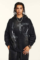 Hand-Painted Splatter Hoodie - Black