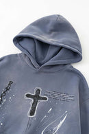 Hand-Painted Splatter Hoodie - Blue