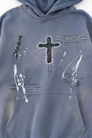 Hand-Painted Splatter Hoodie - Blue